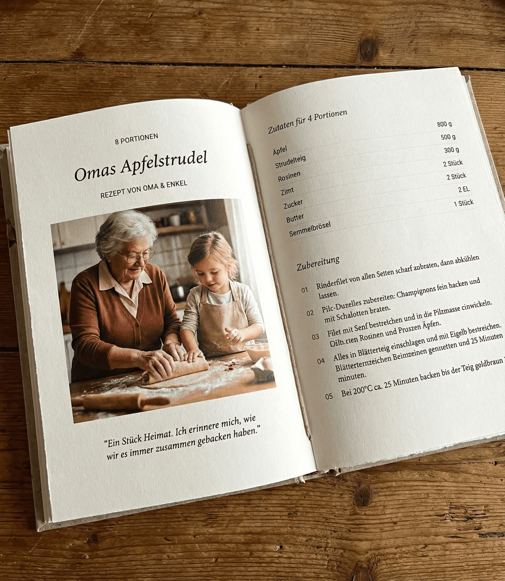 Aufgeschlagenes Kochbuch mit Rezept